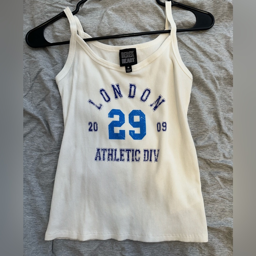 Derek Heart White Tank with Blue London Print
